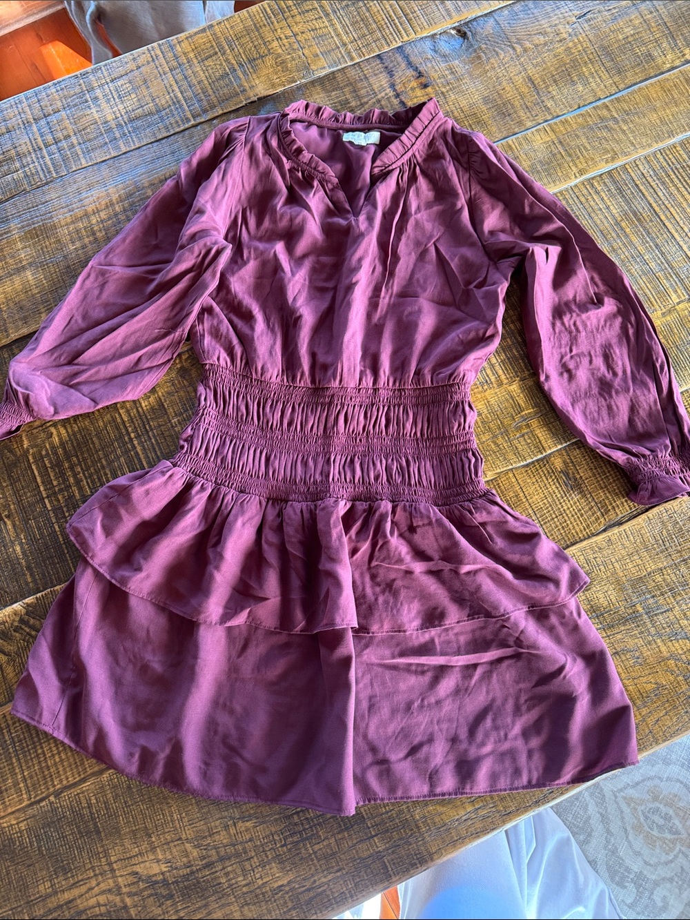 Chelsea & Violet Plum Smocked Waist Long Sleeve Dress